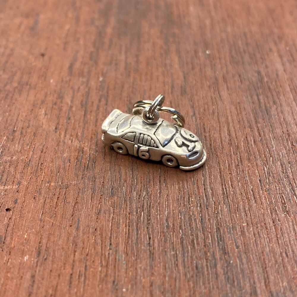 Vintage 925 Sterling Silver Race Car #16 Motor Sports Pendant Bracelet Charm